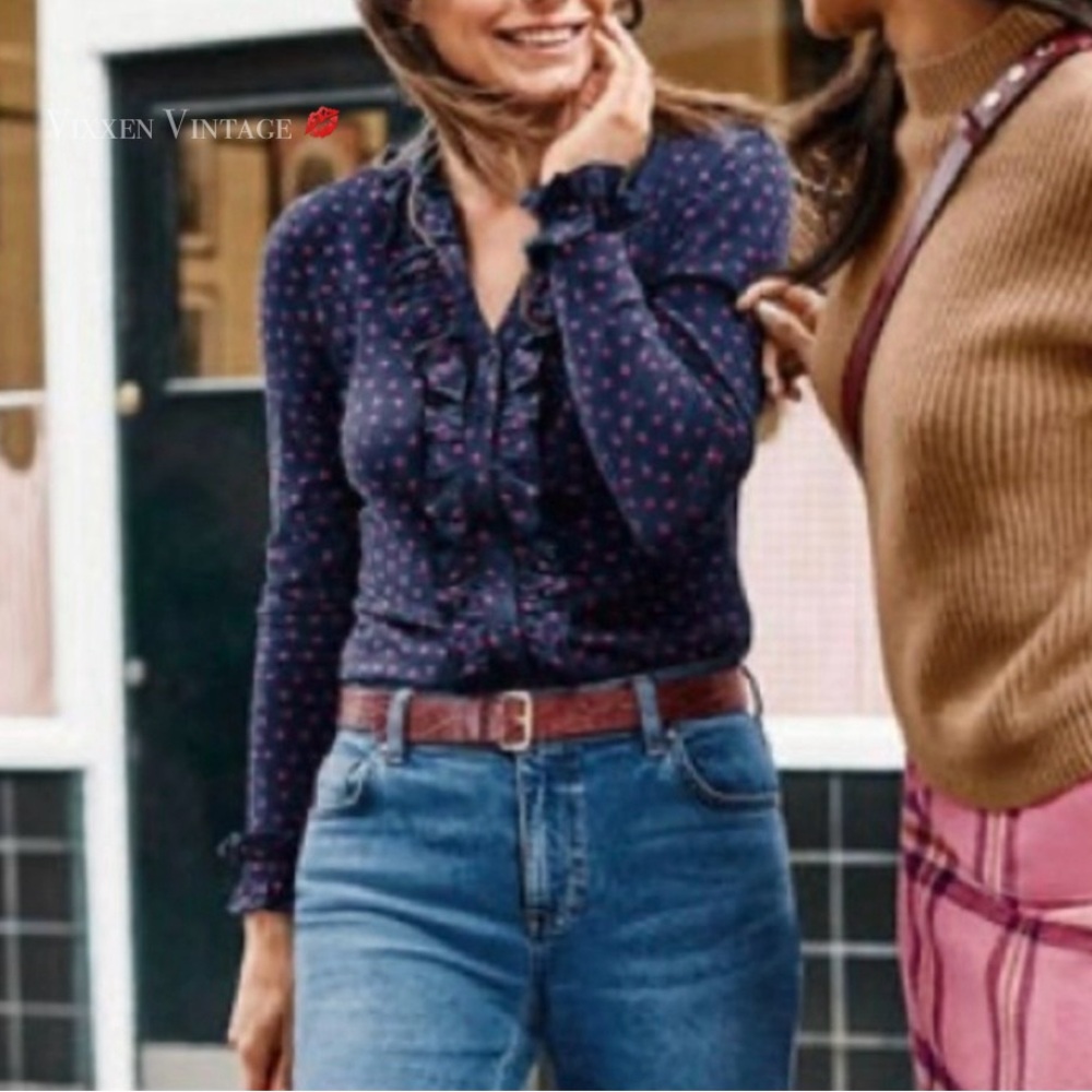 BODEN 'ALBERTA JERSEY TOP' IN SCATTERED DOT